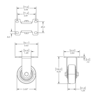 31-RPD3-0 MODULAR SOLUTIONS ALUMINUM CASTER<br>3" RIGID TOP PLATE